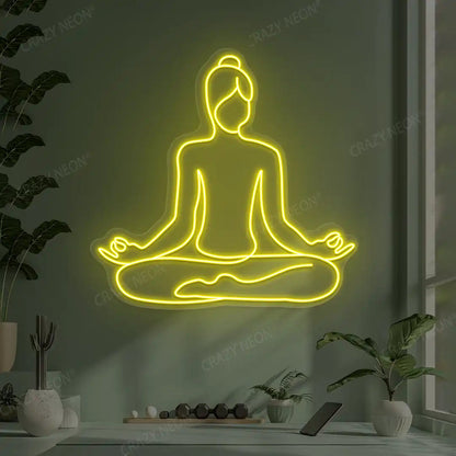 Swastikasana Contour Yoga Neon Sign