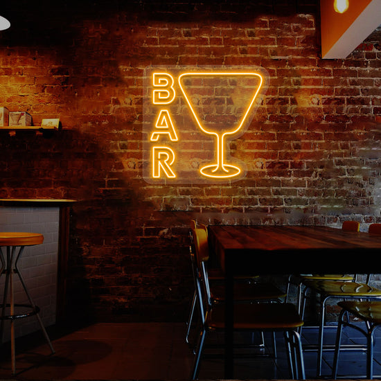 Glass and Bar Neon Sign