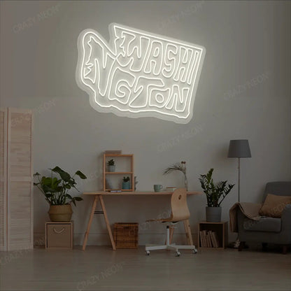 WASHINGTON Map Neon Sign