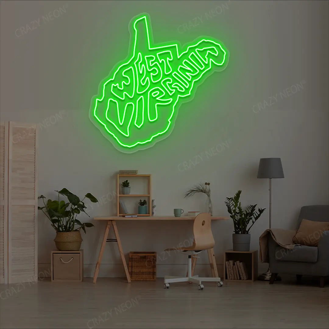 WEST VIRGINIA Map Neon Sign