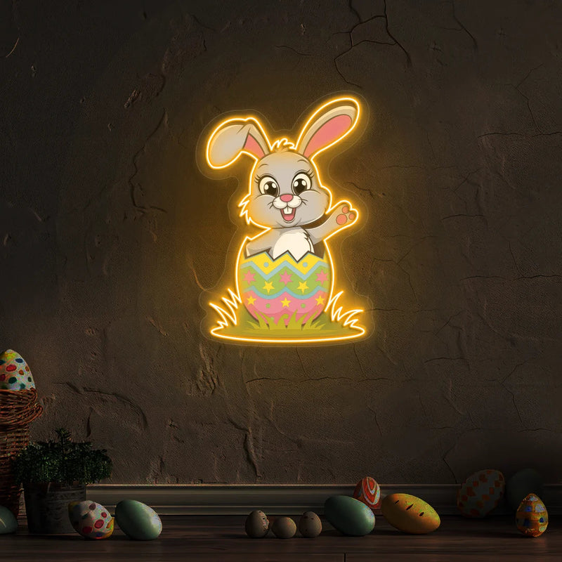 Easter Bunny in Egg Neon Artwork Sign