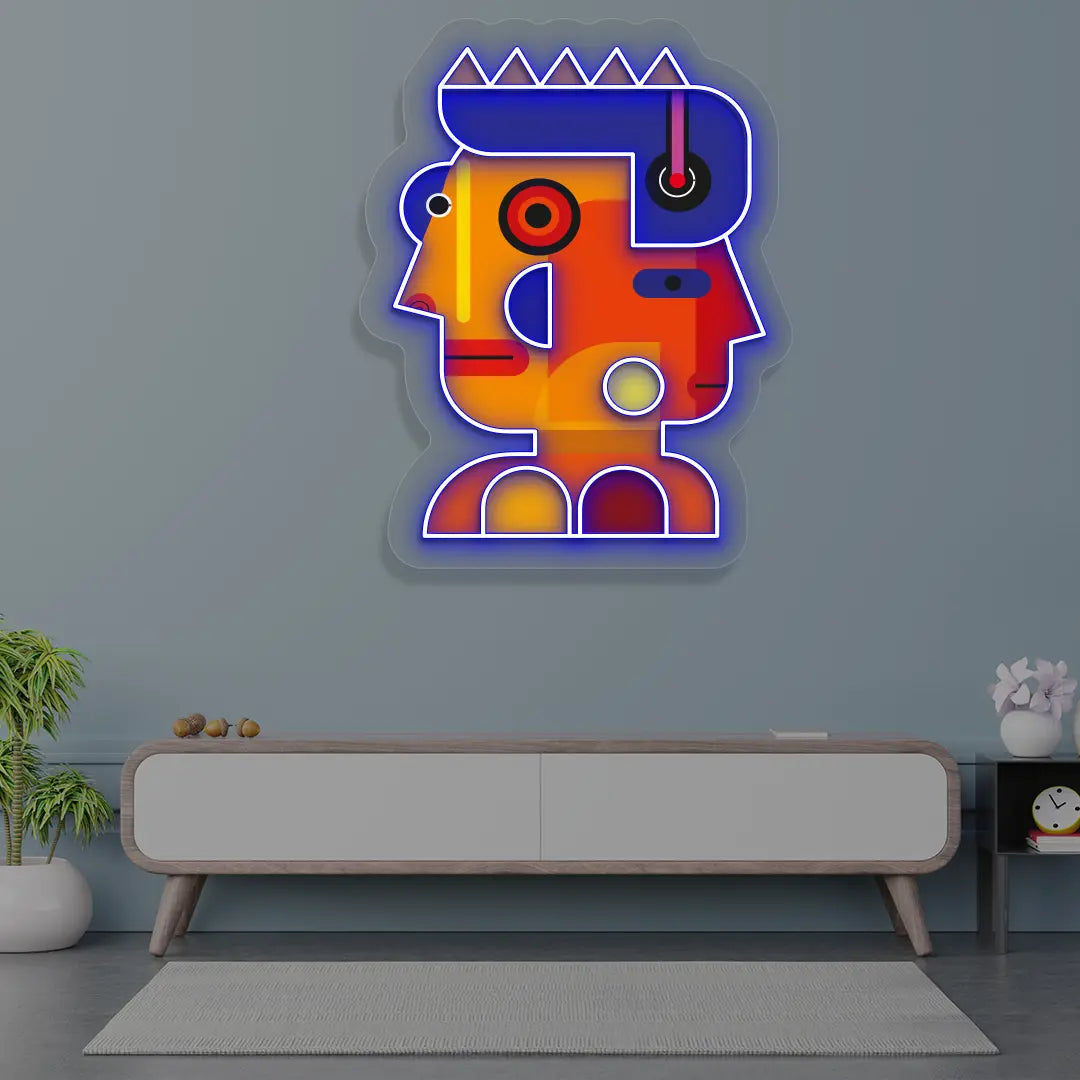 Prism Face Abstract Neon Artwork Sign