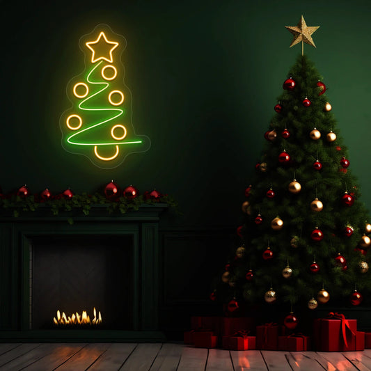 Star Top Spiral Tree Neon Sign