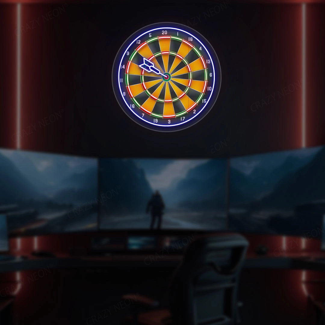 Green n Red Dart Board Neon Sign