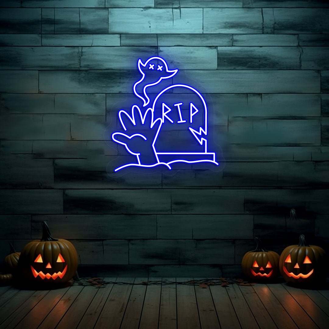 Graveyard RIP Tombstone Neon Sign
