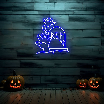 Graveyard RIP Tombstone Neon Sign