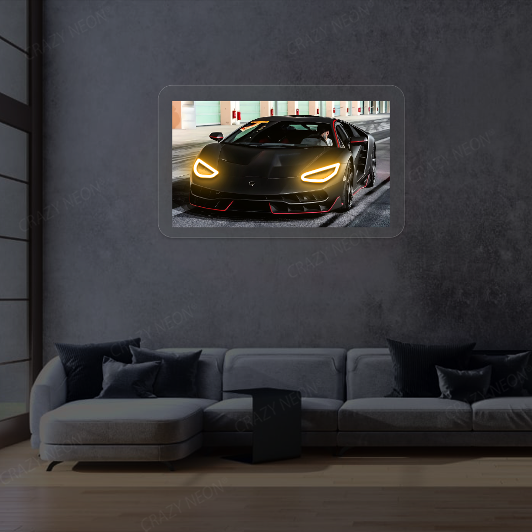 Lambo Centenario Headlight Neon Artwork Sign