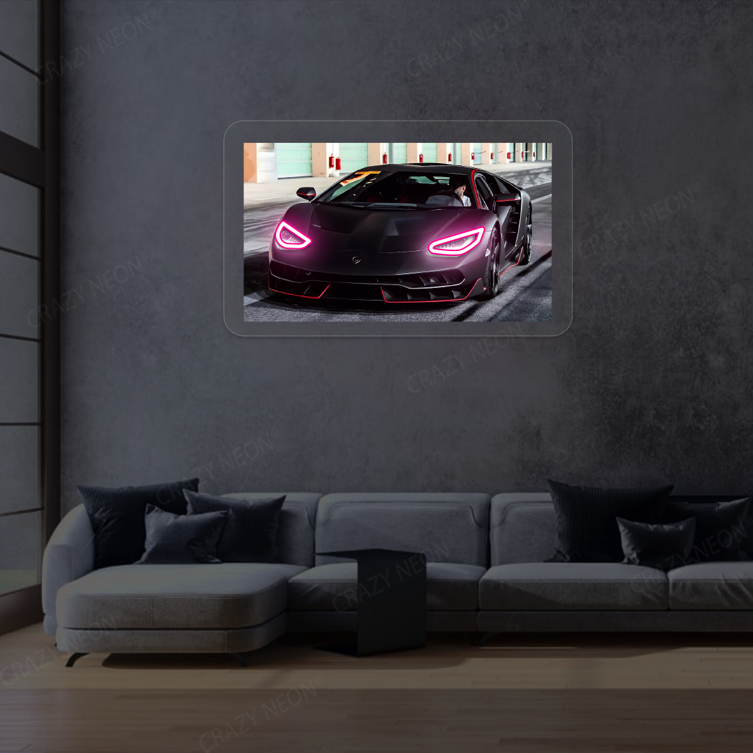 Lambo Centenario Headlight Neon Artwork Sign