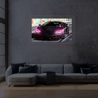 Lambo Centenario Headlight Neon Artwork Sign
