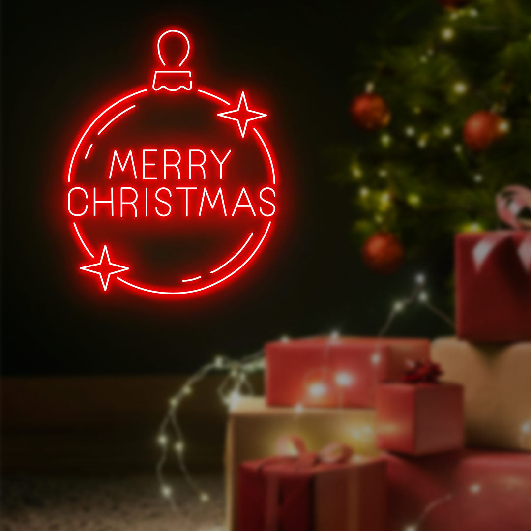 Merry Christmas Ornament (Jingle Bell) Neon Sign