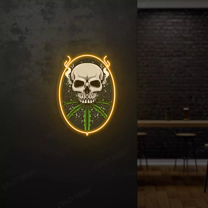 Skull Cannabis Neon Artwork Sign