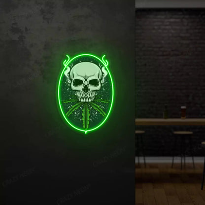 Skull Cannabis Neon Artwork Sign