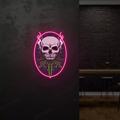 Skull Cannabis Neon Artwork Sign
