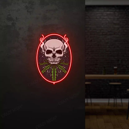 Skull Cannabis Neon Artwork Sign