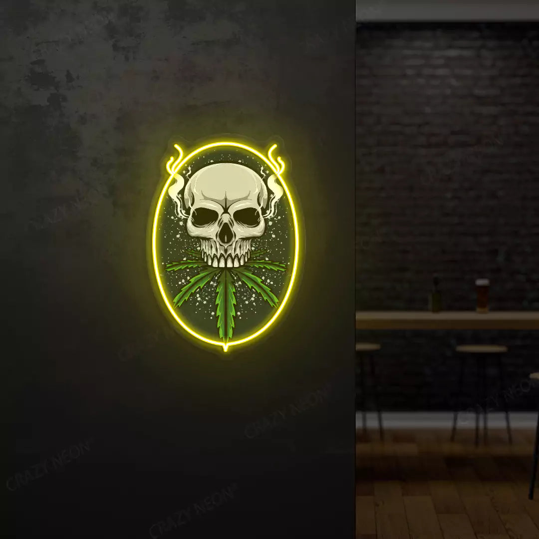 Skull Cannabis Neon Artwork Sign