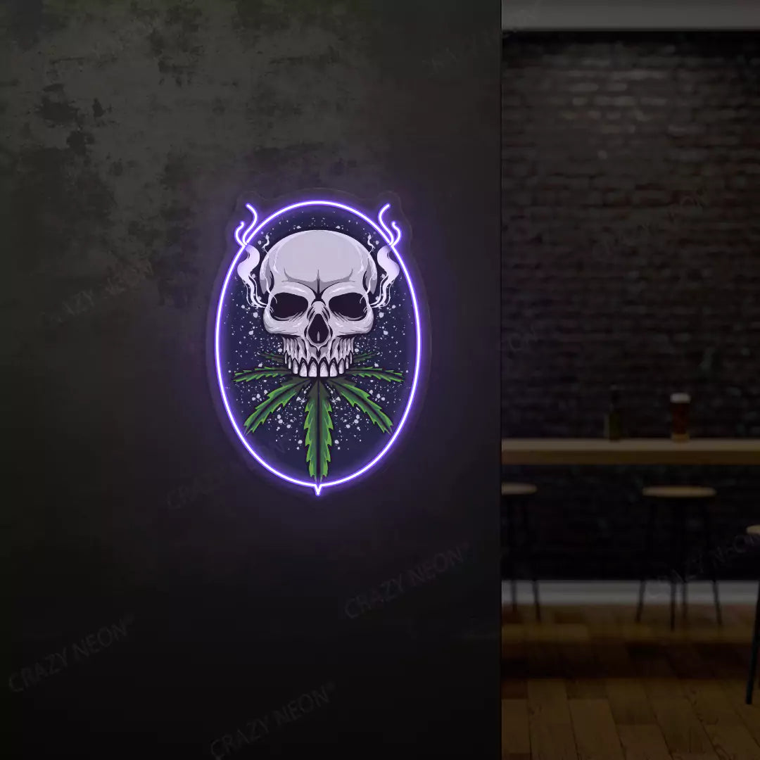 Skull Cannabis Neon Artwork Sign