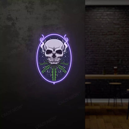 Skull Cannabis Neon Artwork Sign