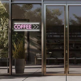 Coffee With Arrow Animated Neon Sign