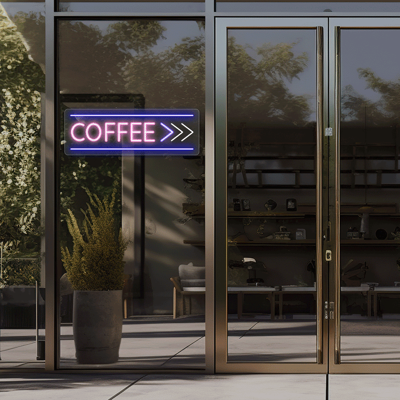 Coffee With Arrow Animated Neon Sign