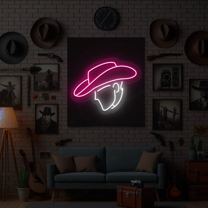 Cowboy Outline Silhouette Neon Sign