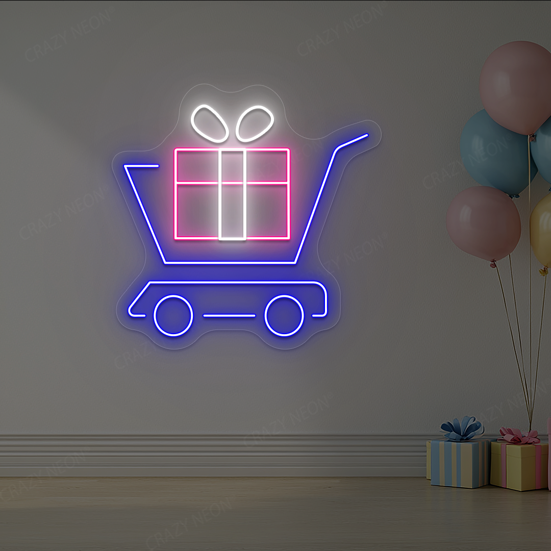Shopping Cart Gift Neon Sign