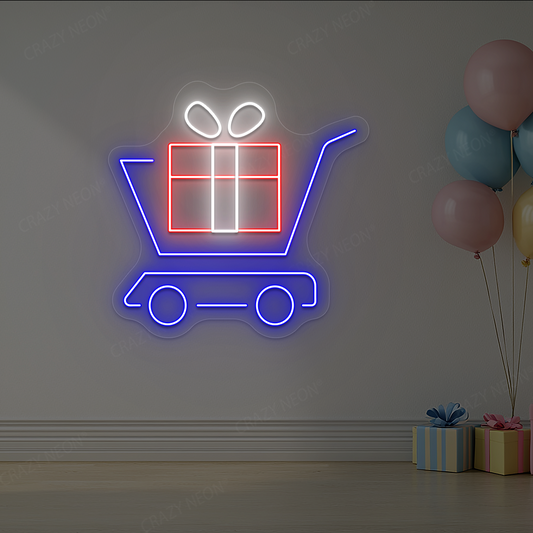 Shopping Cart Gift Neon Sign