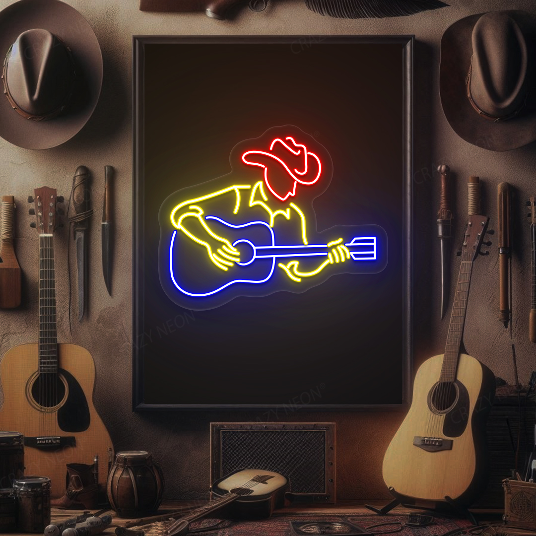 Guitar-Playing Cowboy Neon Sign