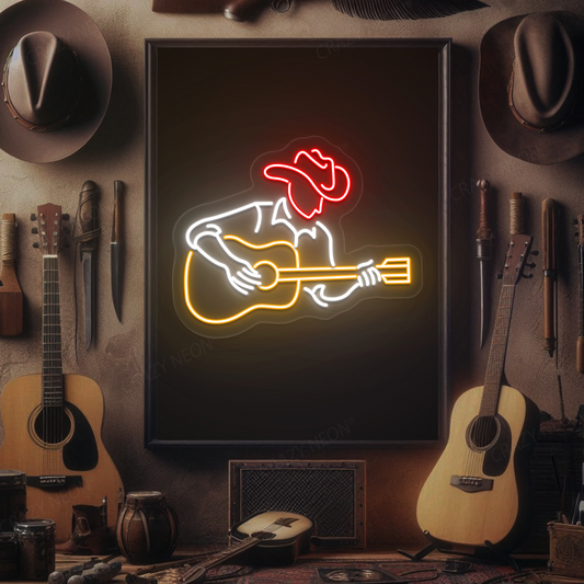 Guitar-Playing Cowboy Neon Sign