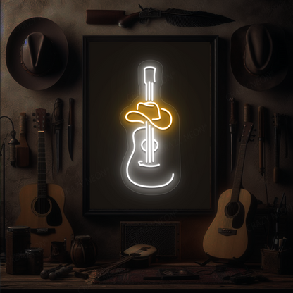 Cowboy Guitar & Hat Neon Sign