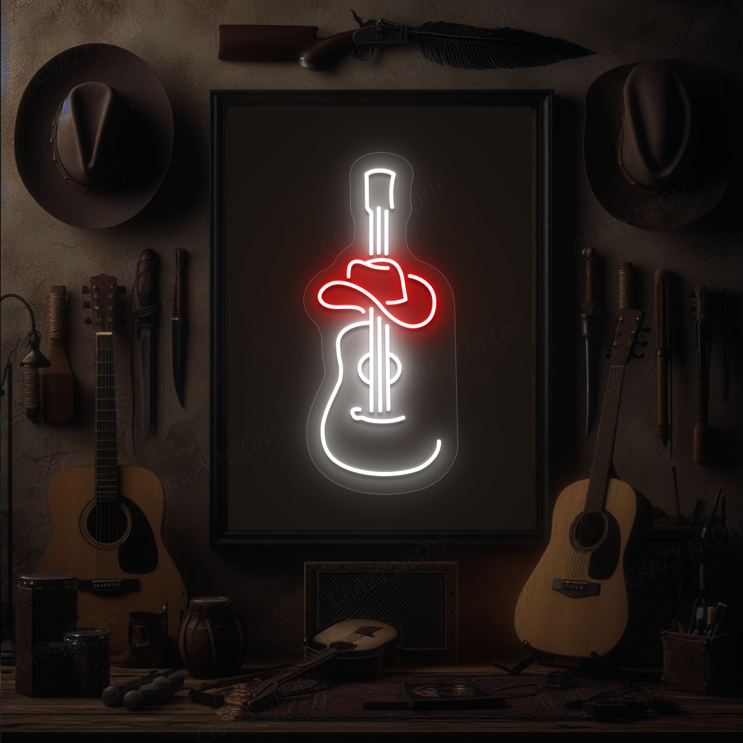 Cowboy Guitar & Hat Neon Sign