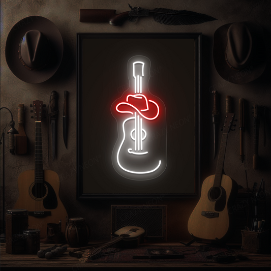Cowboy Guitar & Hat Neon Sign