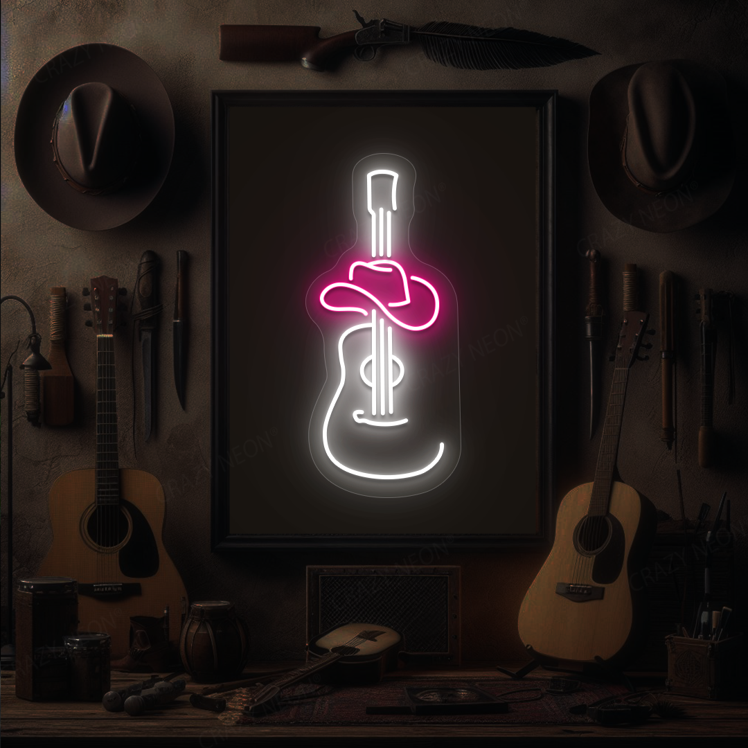 Cowboy Guitar & Hat Neon Sign