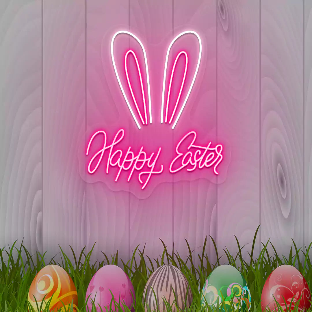 Bunny Ear Happy Easter Neon Sign