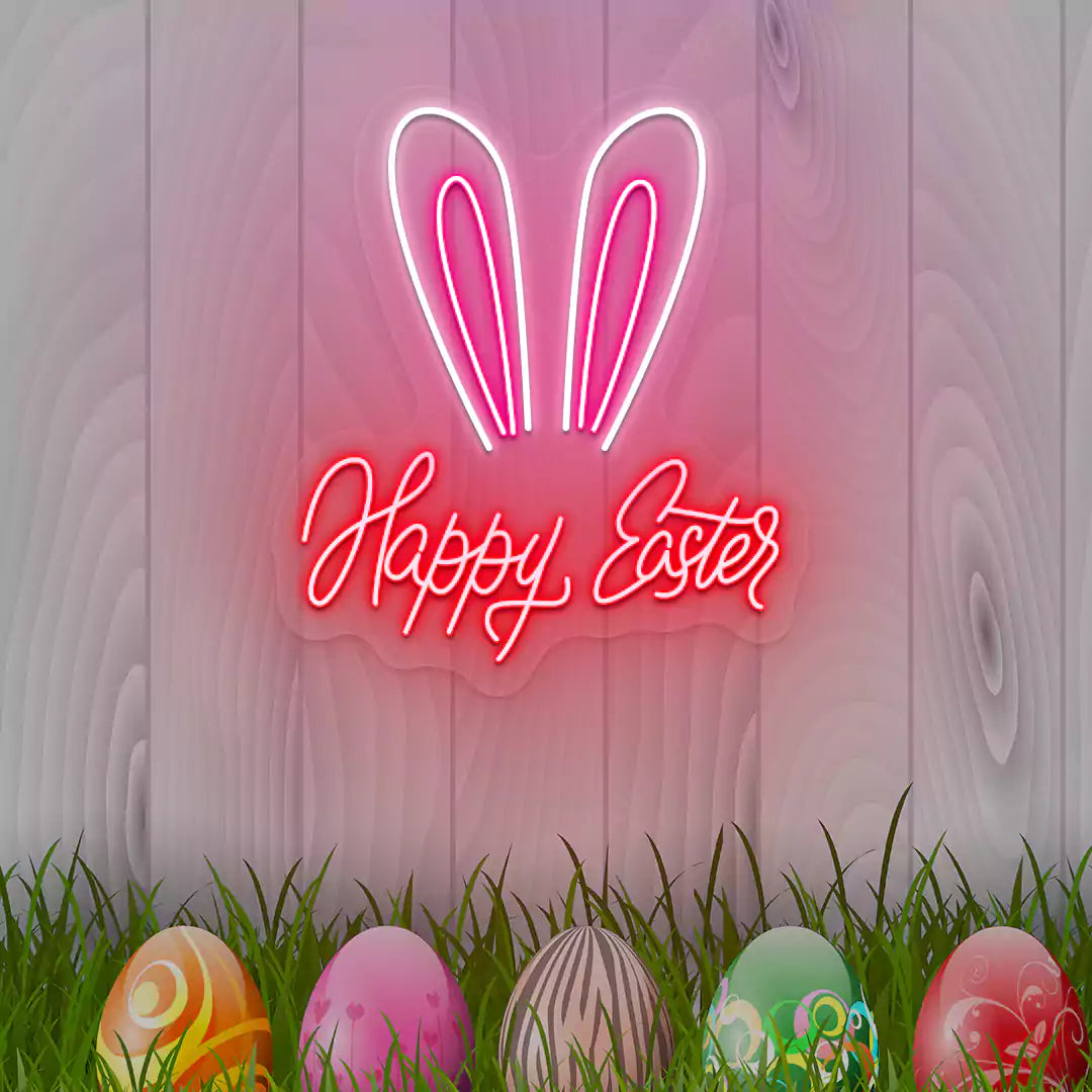Bunny Ear Happy Easter Neon Sign