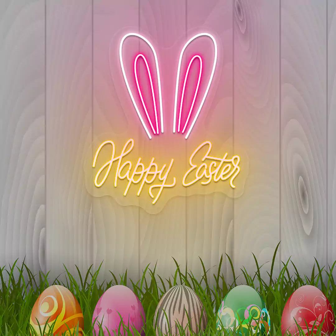 Bunny Ear Happy Easter Neon Sign