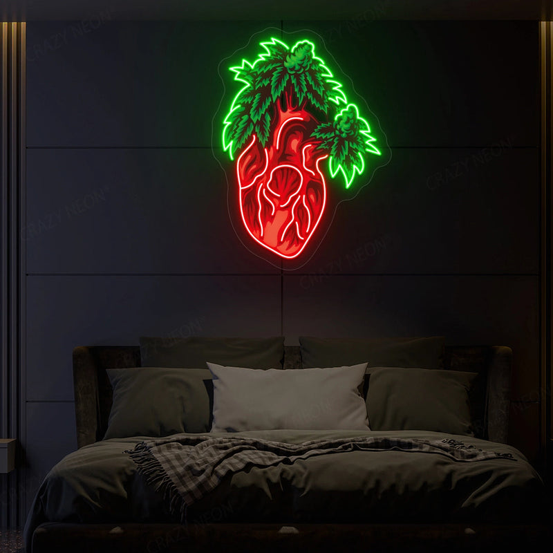 Heart Marijuana LED Neon Artwork Sign