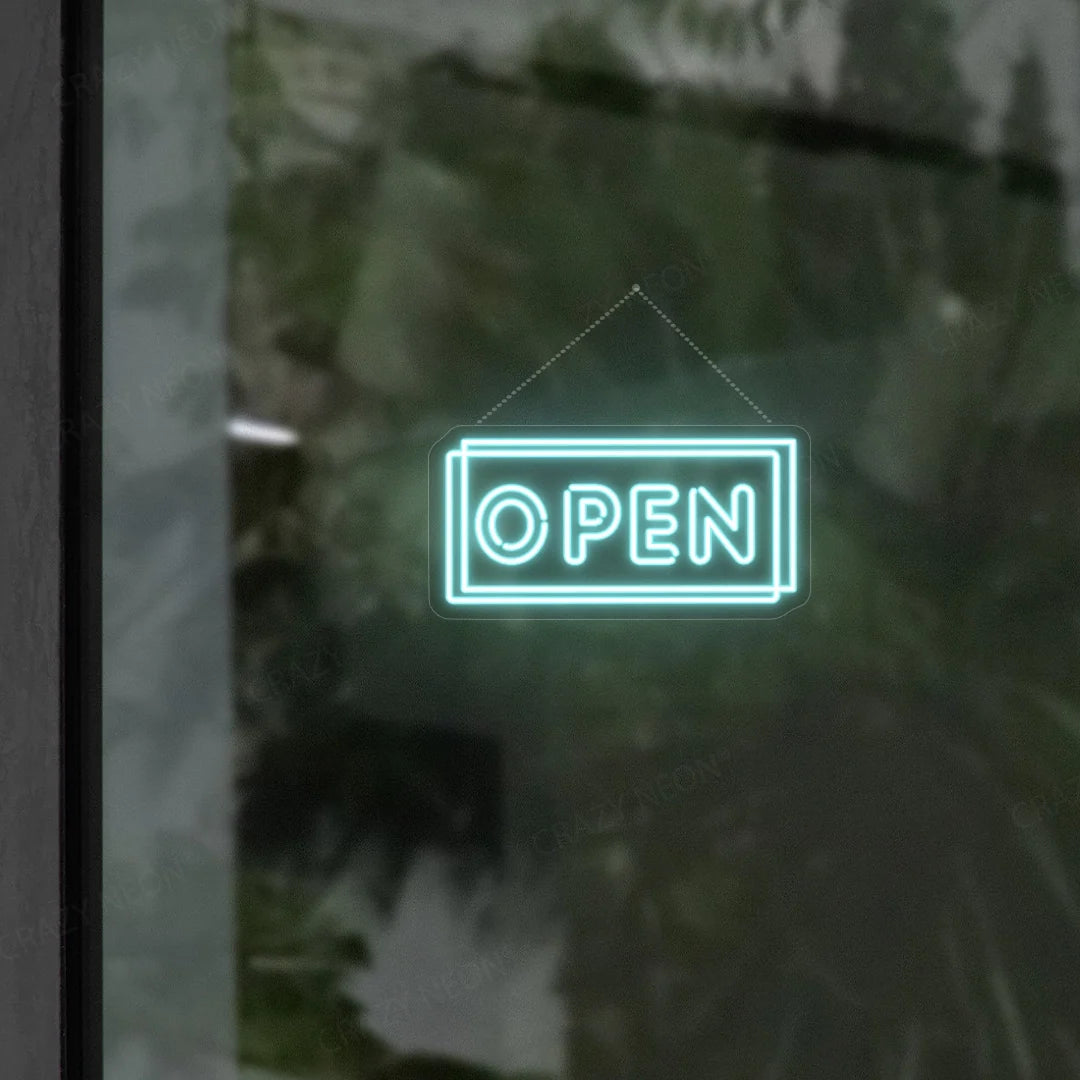 Double line OPEN LED neon sign for business, bright and energy-efficient. Perfect for storefronts. Image 16 of 16.