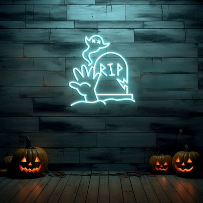 Graveyard RIP Tombstone Neon Sign