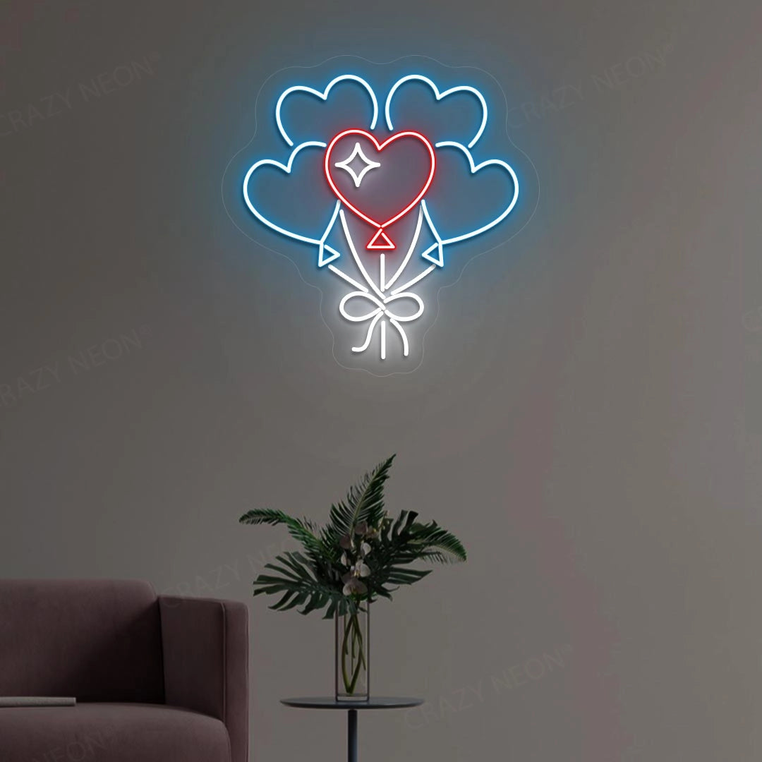 Heart Shape Balloons Neon Sign