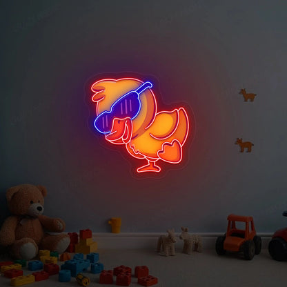 Jolly Duck Jumping Neon Artwork Sign