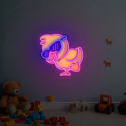 Jolly Duck Jumping Neon Artwork Sign
