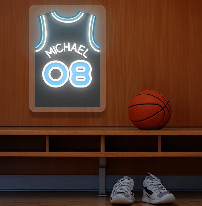 Personalized MIL Jersey Basketball Neon Artwork Sign