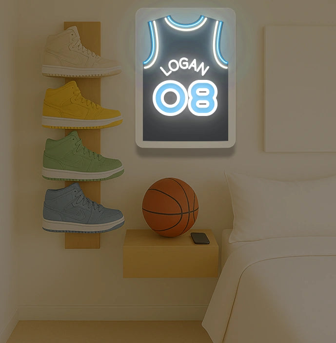 Personalized MIL Jersey Basketball Neon Artwork Sign