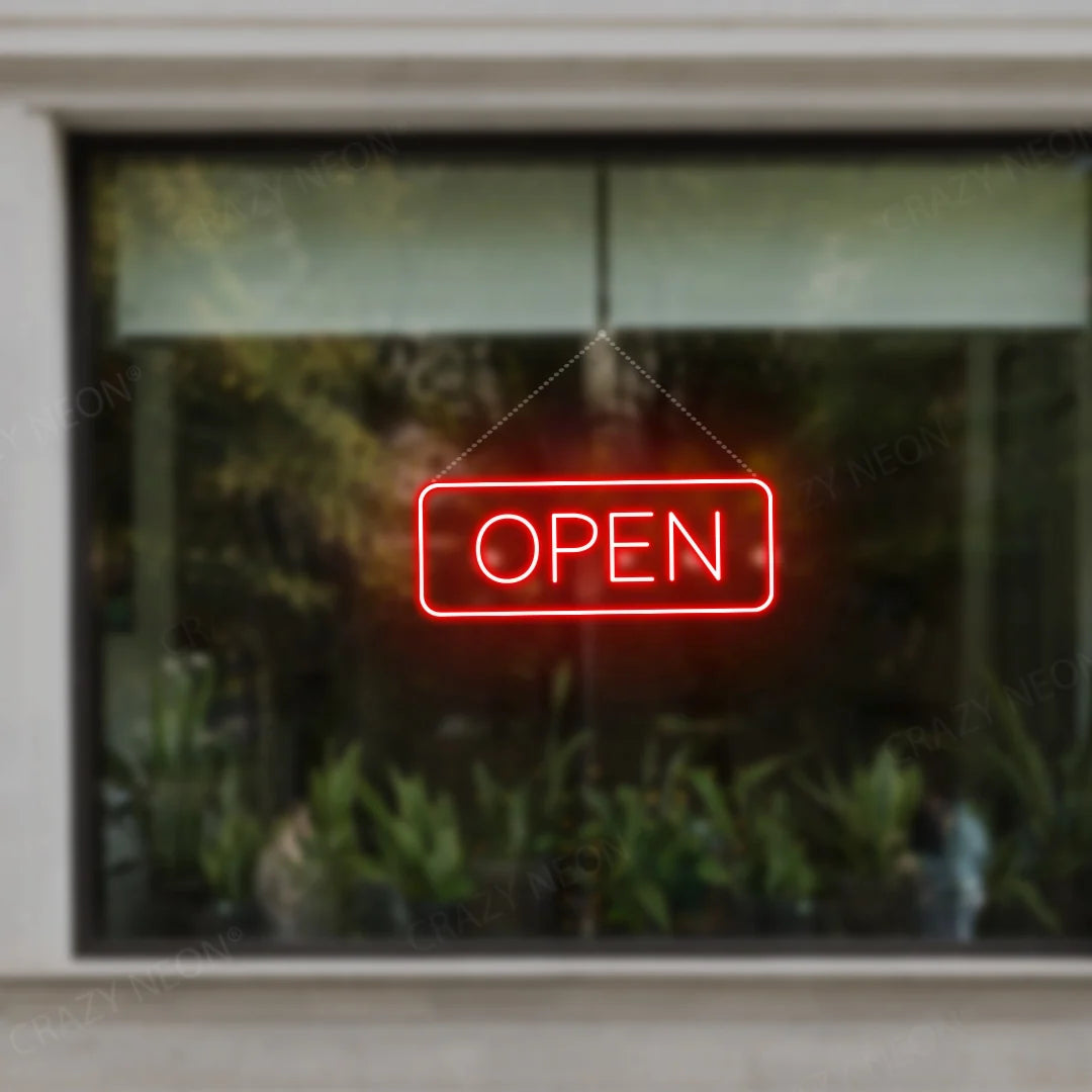 CRAZY NEON Open Neon Sign Rectangle Shape LED
