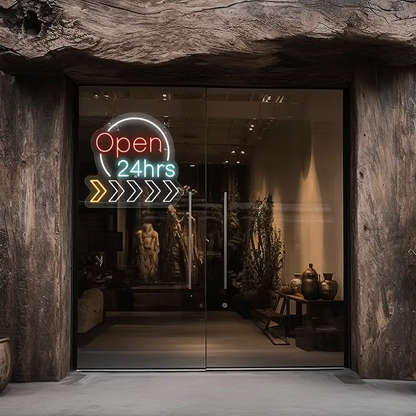 24 Hrs Open Neon Sign - Animated Sign