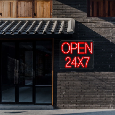 24x7 Open LED Neon Sign
