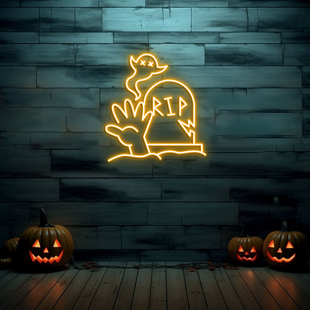 Graveyard RIP Tombstone Neon Sign