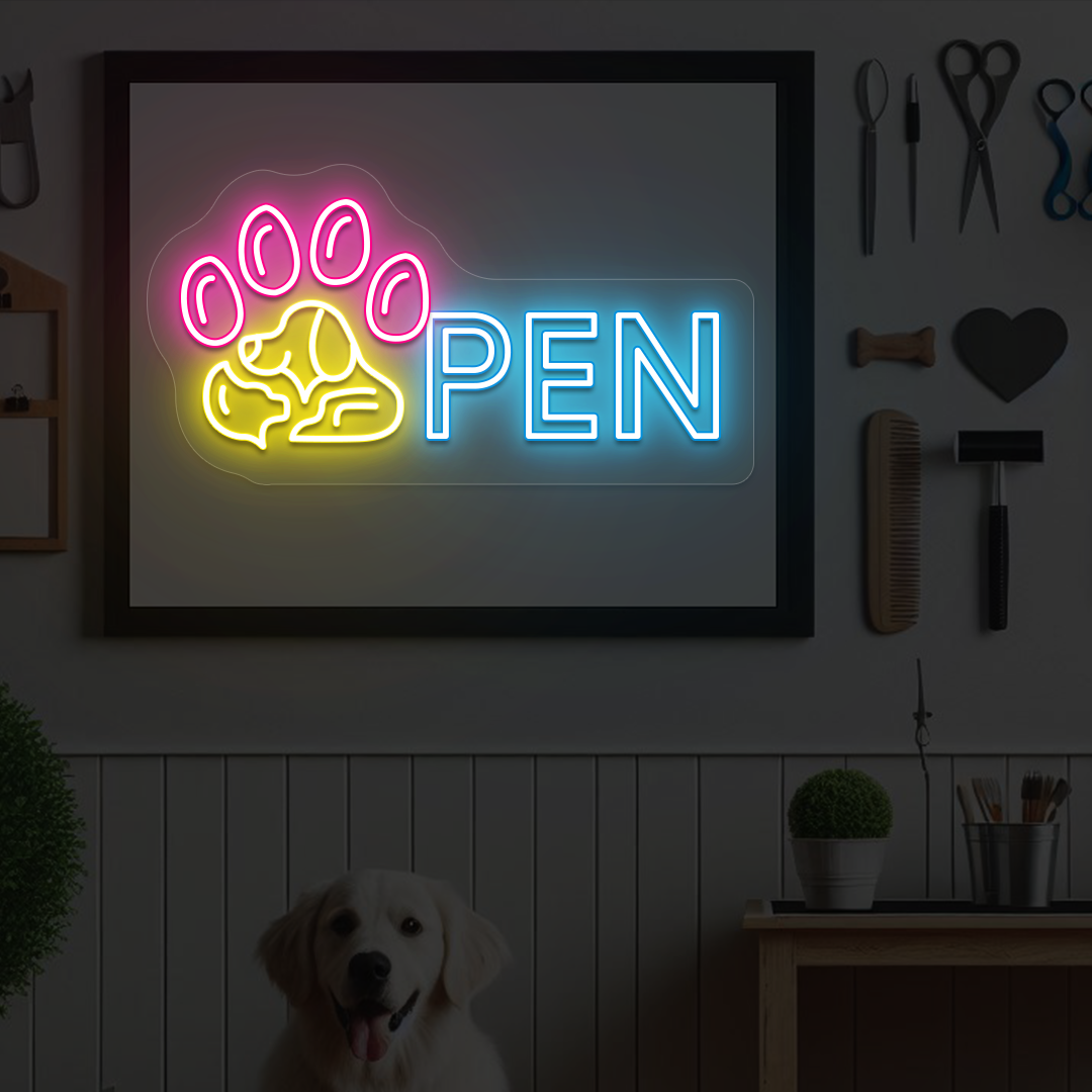 Pawfect Open Neon Sign