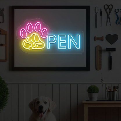 Pawfect Open Neon Sign