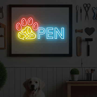 Pawfect Open Neon Sign